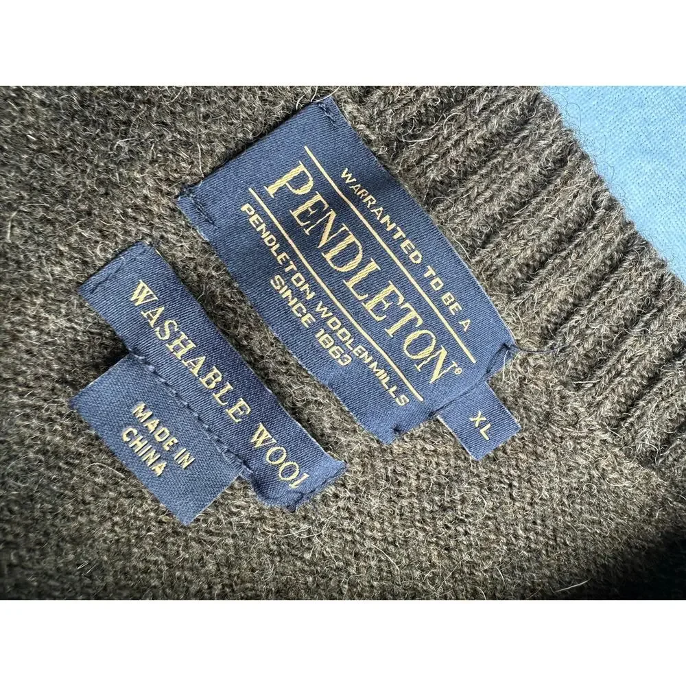Pendleton Shetland Wool Crewneck Sweater Mens XL Gray Washable Knit Pullover